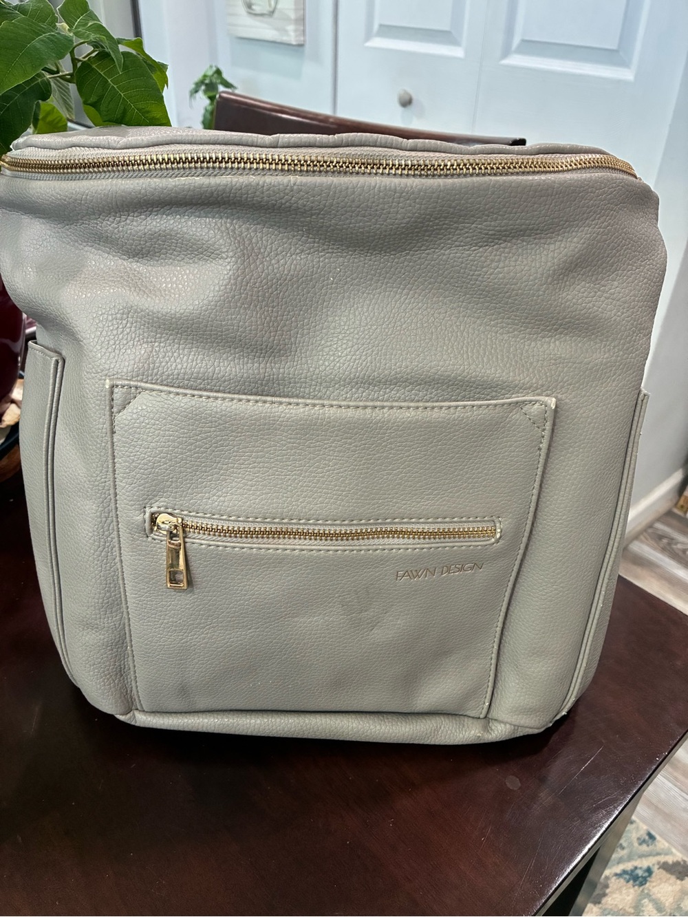 Fawn Design  Faux Leather Backpack with Gold Hardware